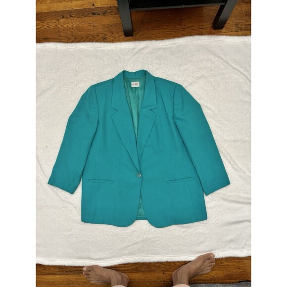 Koret Jackets & Blazers - Women's Vintage Plus Size KORET Teal Green Turquoise Lined Blazer